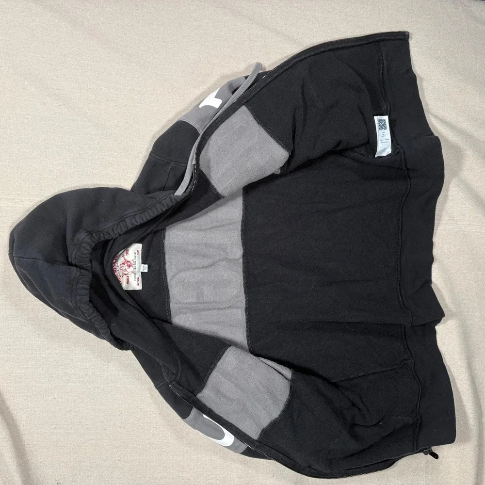 True Religion Zip Up Hoodie Graphic‎ Logo Black Grey Men's L Tagged Women's 2XL